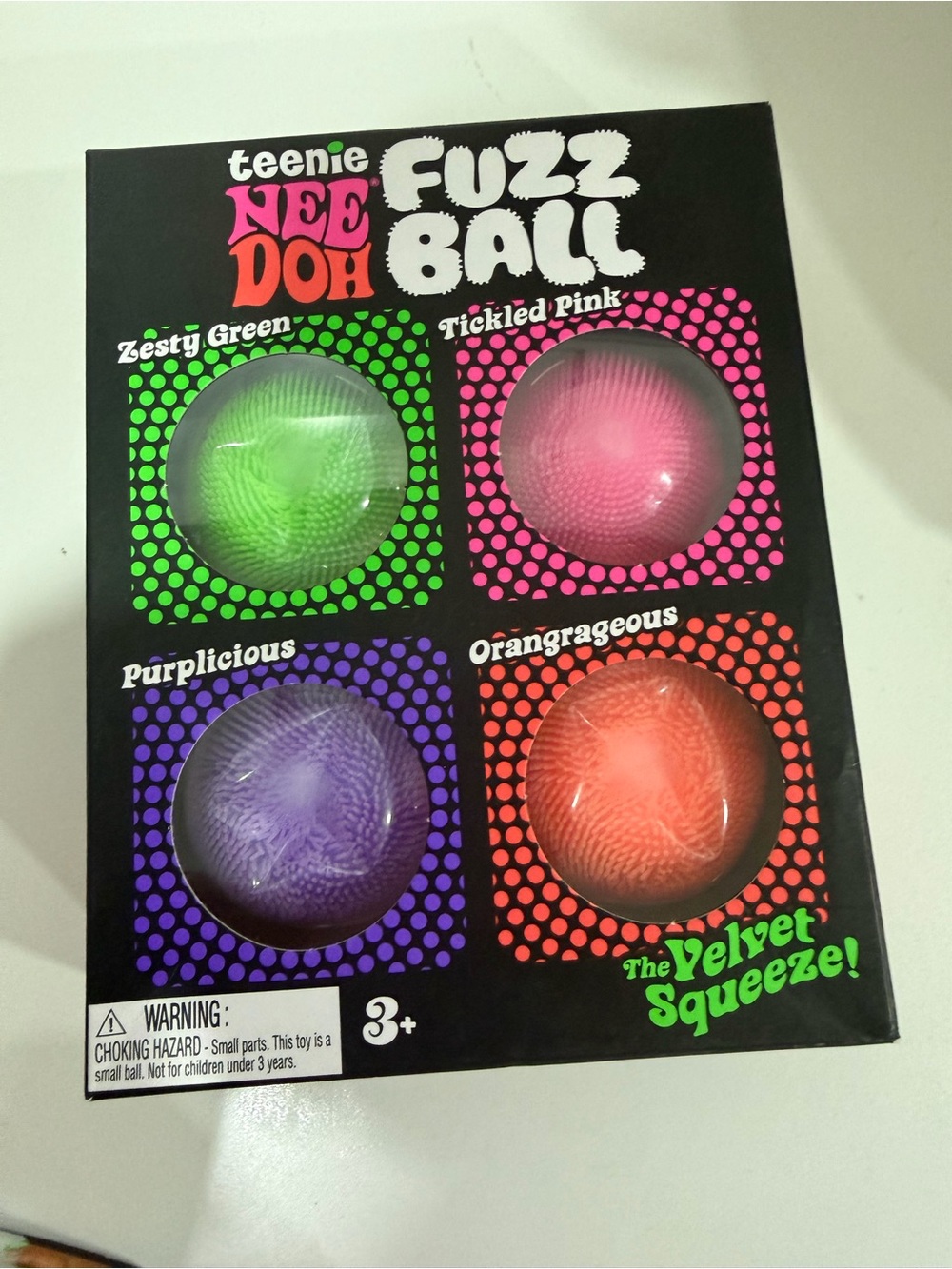 4-Pack Squeeze Toys - Zesty Green, Tickled Pink, Purplicious, Oranrageous